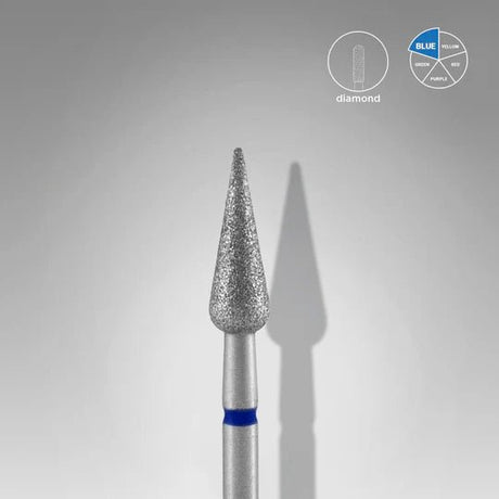 STALEKS PRO EXPERT DIAMOND NAIL DRILL BIT POINTED PEAR BLUE DIAMETER 4 MM WORKING PART 12 MM - www.texasnailstore.com