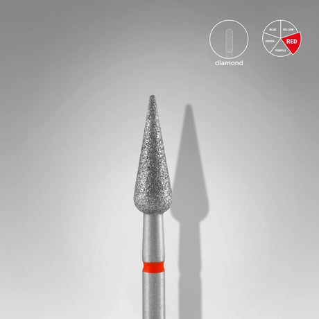 STALEKS PRO EXPERT DIAMOND NAIL DRILL BIT POINTED PEAR RED DIAMETER 4 MM WORKING PART 12 MM - www.texasnailstore.com