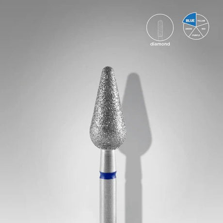 STALEKS PRO EXPERT DIAMOND NAIL DRILL BIT ROUNDED PEAR BLUE DIAMETER 5 MM WORKING PART 12 MM - www.texasnailstore.com