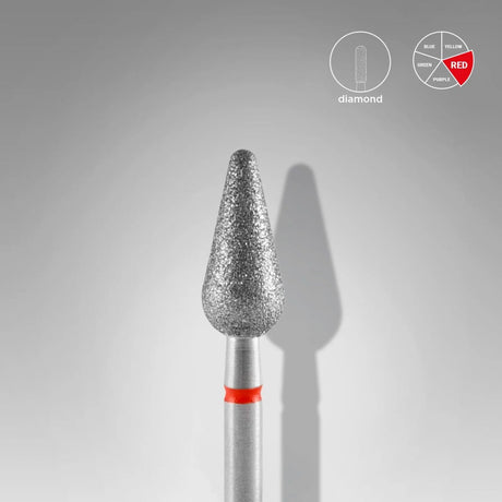 STALEKS PRO EXPERT DIAMOND NAIL DRILL BIT ROUNDED PEAR RED DIAMETER 5 MM WORKING PART 12 MM - www.texasnailstore.com