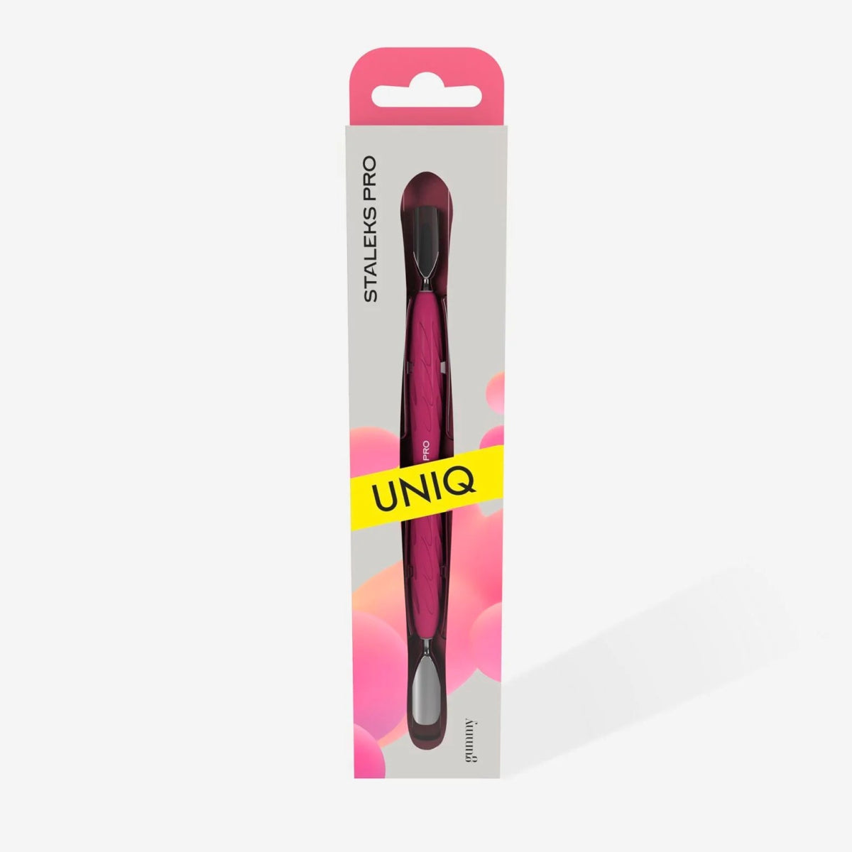 STALEKS PRO UNIQ 10 TYPE 1 GUMMY MANICURE PUSHER WITH SILICONE HANDLE WIDE ROUNDED PUSHER + NARROW ROUNDED PUSHER PQ-10/1 - www.texasnailstore.com