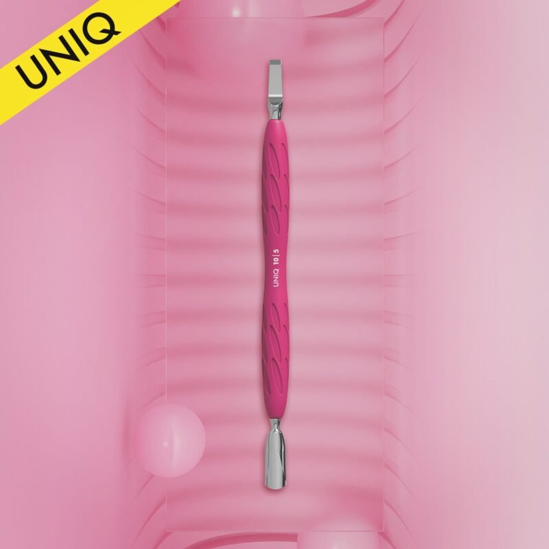 STALEKS PRO UNIQ 10 TYPE 5 GUMMY MANICURE PUSHER WITH SILICONE HANDLE NARROW ROUNDED PUSHER + WIDE BLADE PQ-10/5 - www.texasnailstore.com