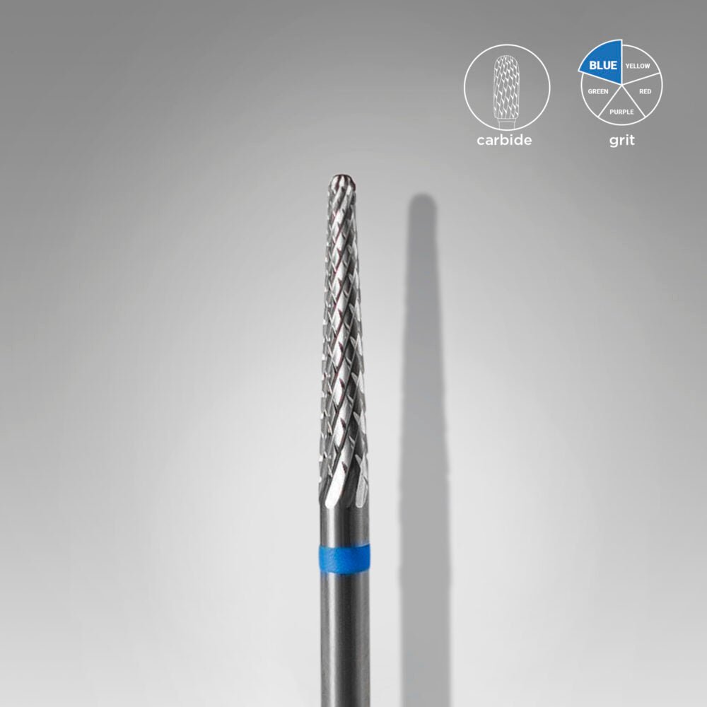 Carbide nail drill bit, “cone” blue, head diameter 2.3 mm / working part 14 mm - www.texasnailstore.com