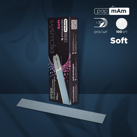 Disposable papmAm files for straight nail file (soft base) EXCLUSIVE 20 100 grit (30 pcs) - www.texasnailstore.com