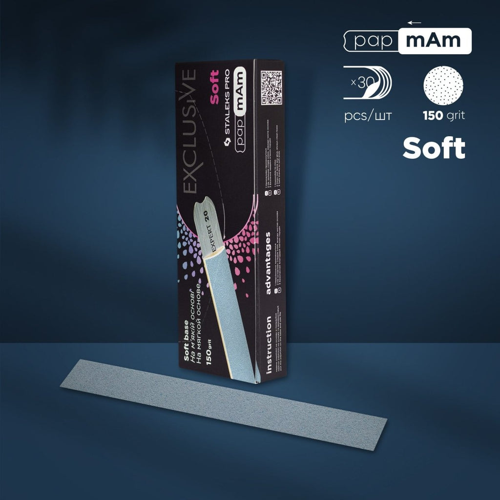 Disposable papmAm files for straight nail file (soft base) EXCLUSIVE 20 150 grit (30 pcs) - www.texasnailstore.com