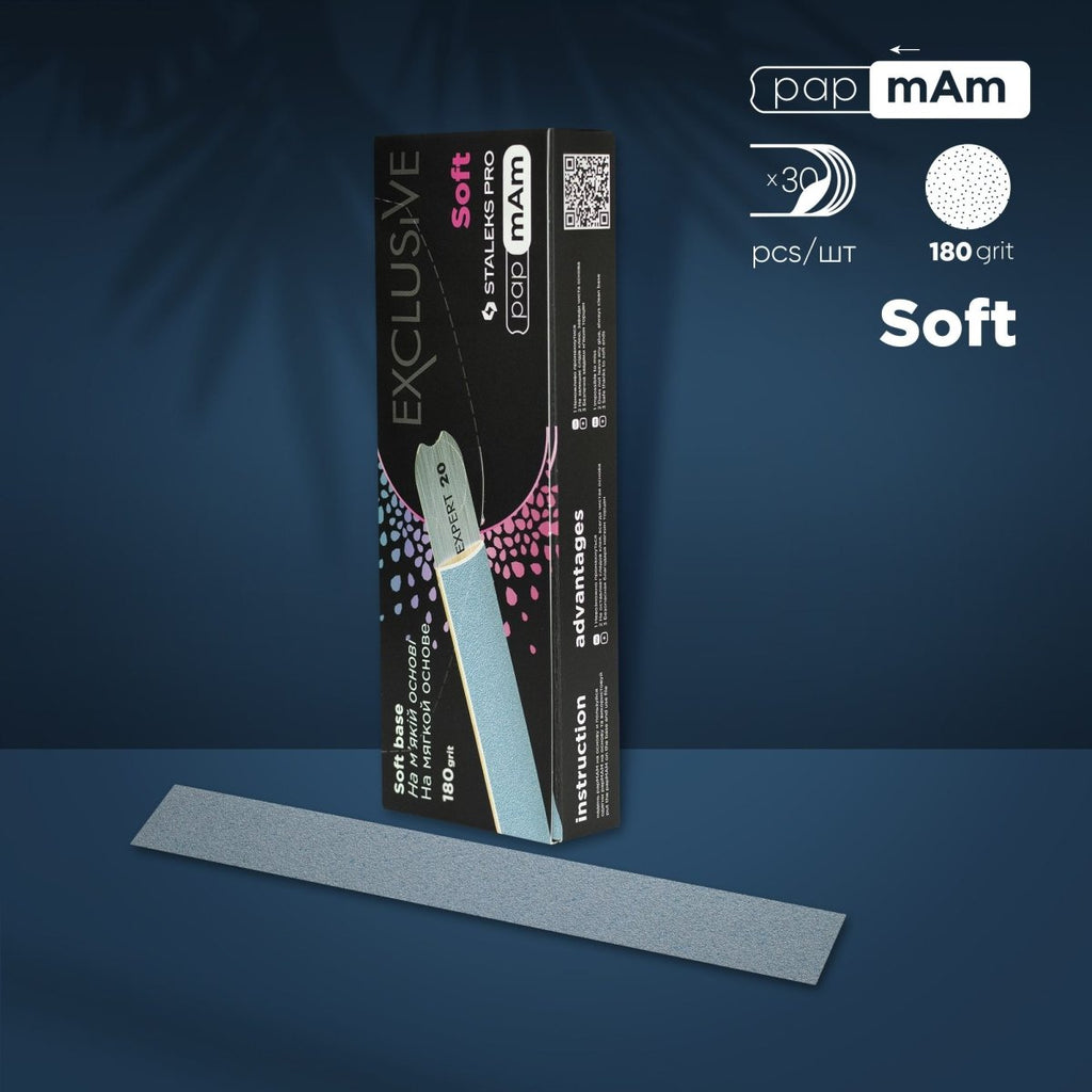 Disposable papmAm files for straight nail file (soft base) EXCLUSIVE 20 180 grit (30 pcs) - www.texasnailstore.com