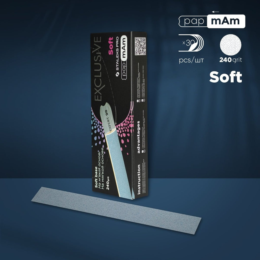 Disposable papmAm files for straight nail file (soft base) EXCLUSIVE 20 240 grit (30 pcs) - www.texasnailstore.com