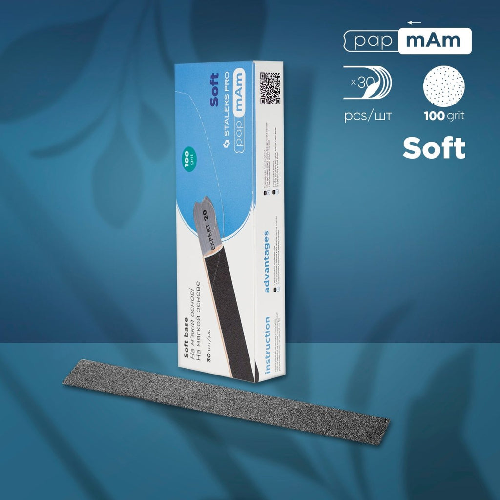 Disposable papmAm files for straight nail file (soft base) EXPERT 20 100 grit (30 pcs) - www.texasnailstore.com