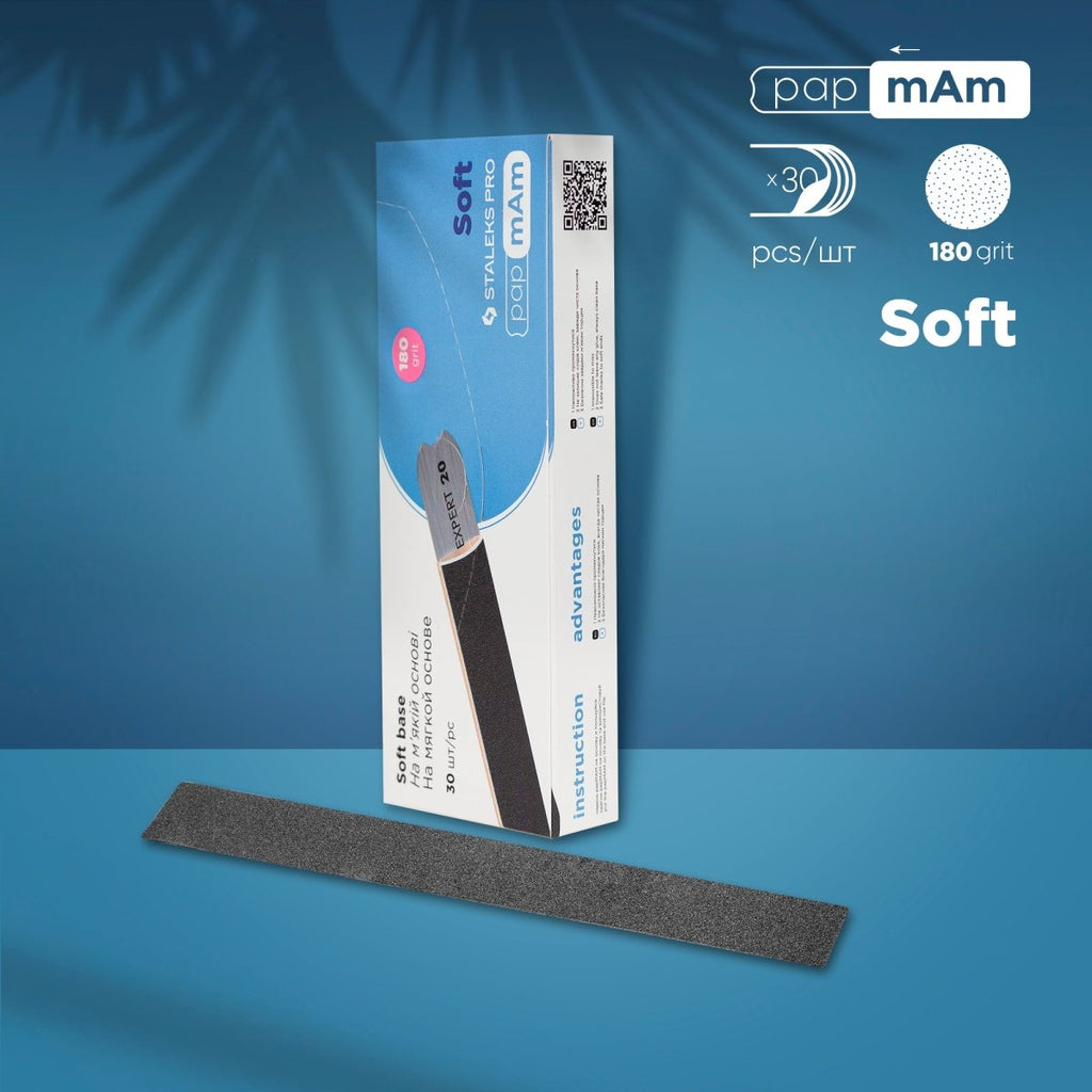 Disposable papmAm files for straight nail file (soft base) EXPERT 20 180 grit (30 pcs) - www.texasnailstore.com