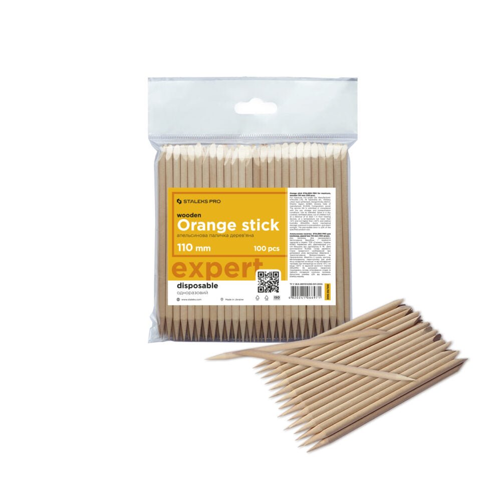 Orange stick STALEKS PRO for manicure, wooden 110 mm (100 pcs) - www.texasnailstore.com