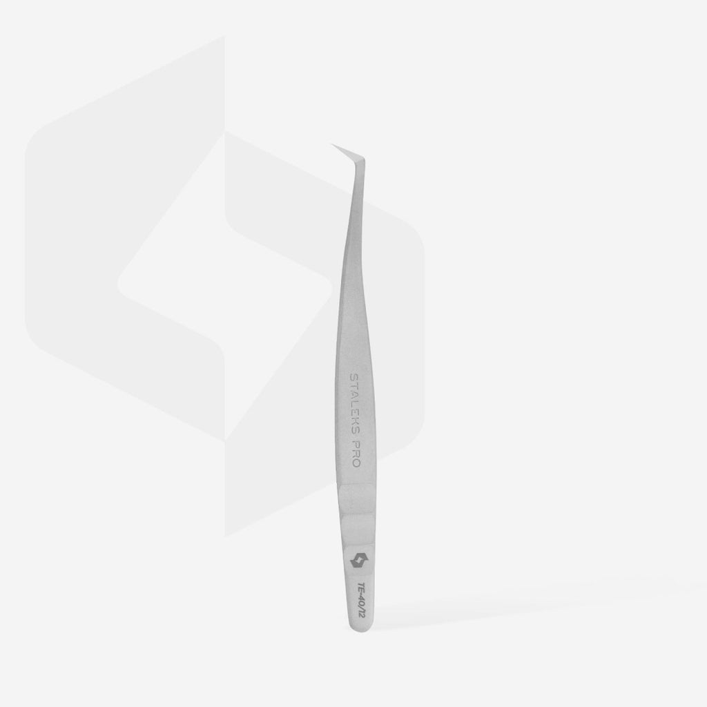 Professional eyelash tweezers EXPERT 40 TYPE 12 (curved for volume extensions) - www.texasnailstore.com