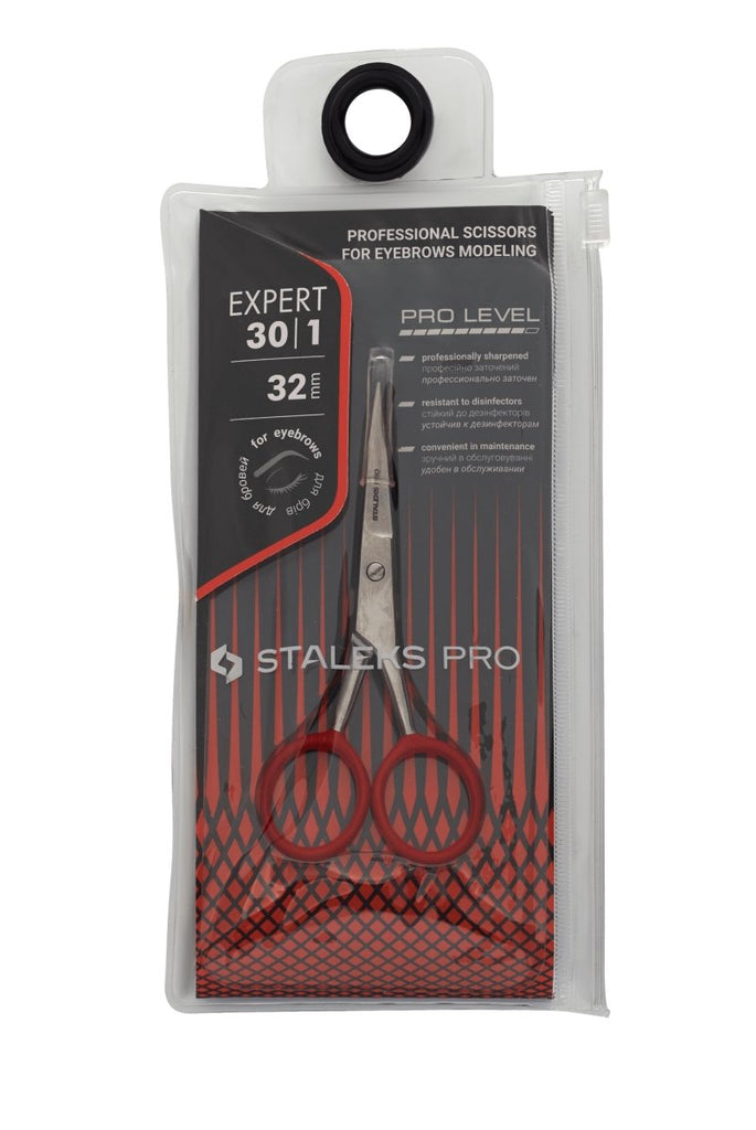 Professional scissors for eyebrows modeling STALEKS PRO EXPERT 30 TYPE 1 (32 mm) - www.texasnailstore.com