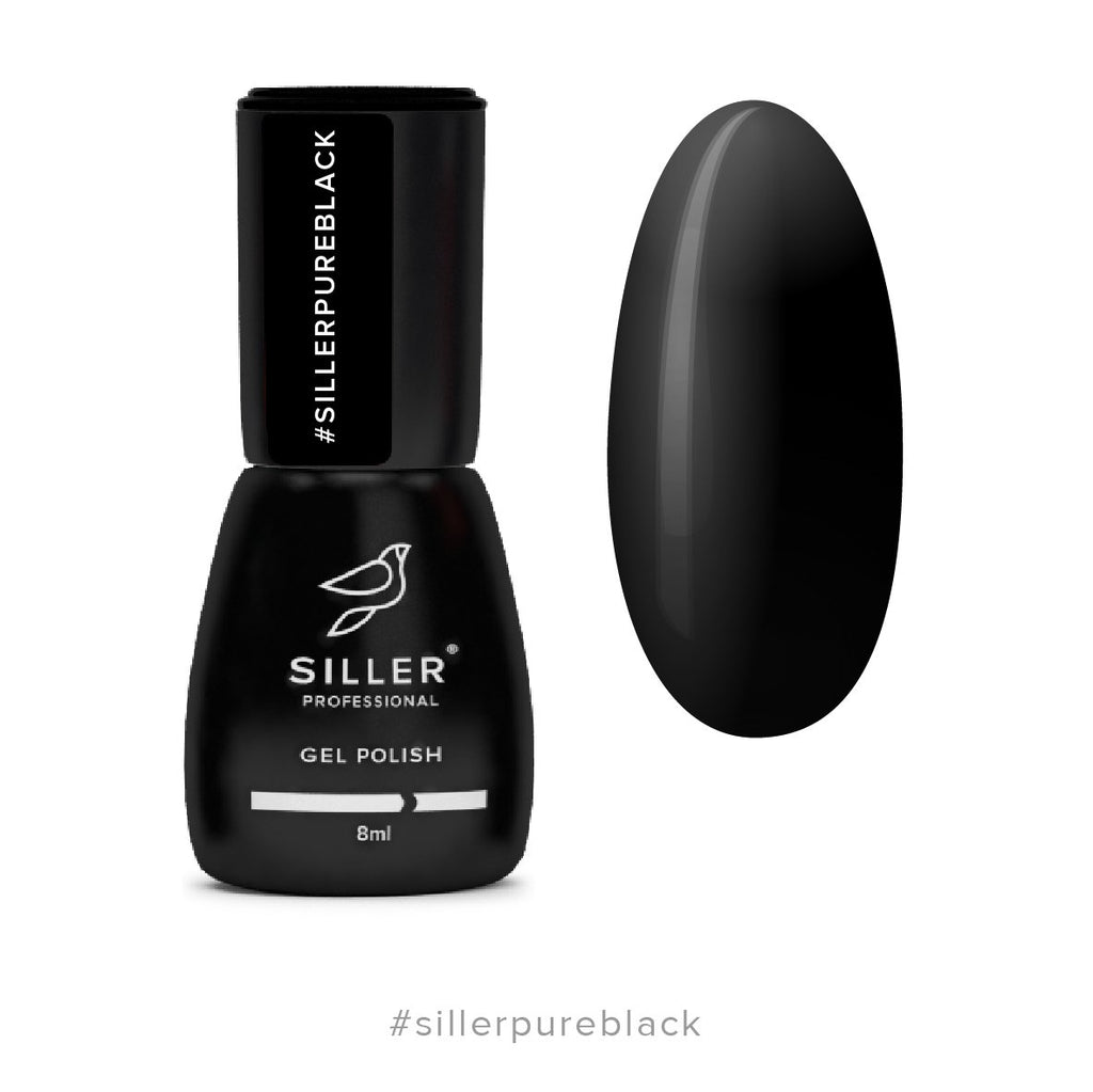 Siller Gel Polish PURE BLACK (8ml) - www.texasnailstore.com