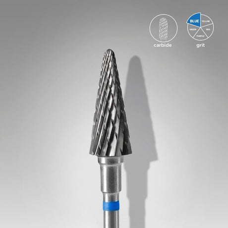 STALEKS Carbide nail drill bit, “cone” blue, head diameter 6 mm / working part 14 mm - www.texasnailstore.com