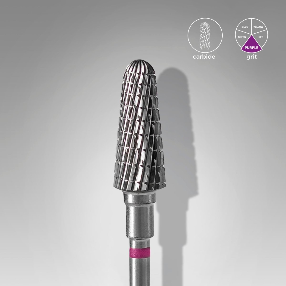 STALEKS Carbide nail drill bit, “frustum” purple, head diameter 6 mm / working part 14 mm - www.texasnailstore.com