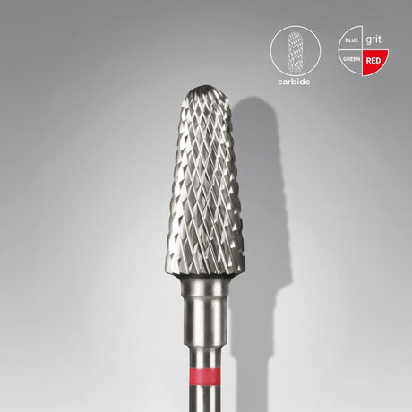 STALEKS Carbide nail drill bit, “frustum”, red, head diameter 6 mm/ working part 14 mm - www.texasnailstore.com