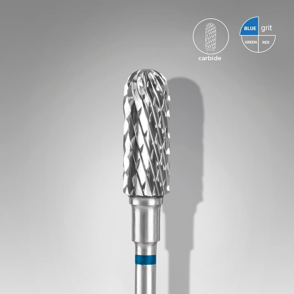 STALEKS Carbide nail drill bit, rounded “cylinder”, blue, head diameter 5 mm/ working part 13 mm - www.texasnailstore.com