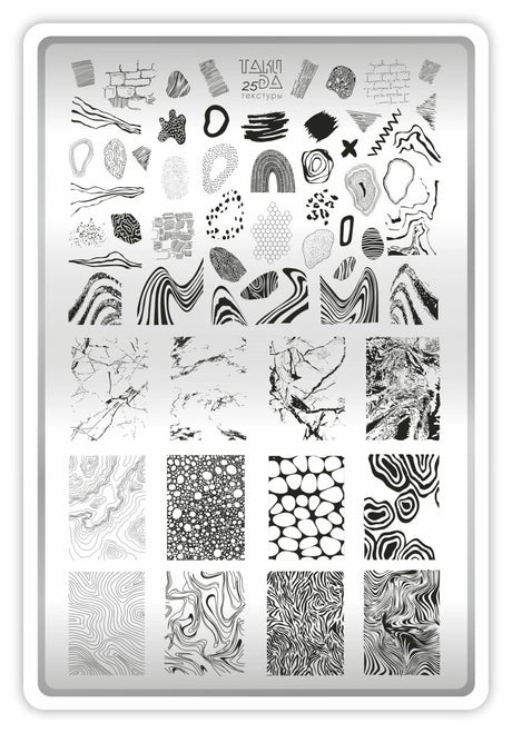 Taki Da 25 large stamping plate with demo card - www.texasnailstore.com