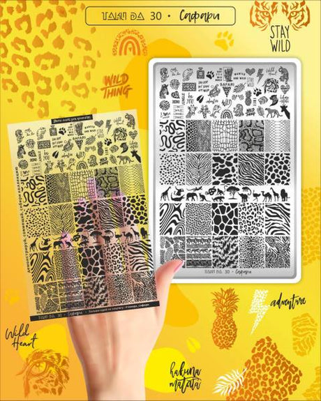 Taki Da 30 large stamping plate with demo card - www.texasnailstore.com