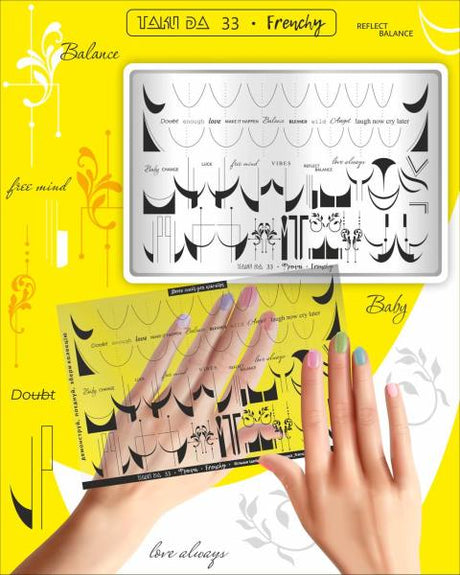 Taki Da 33 large stamping plate with demo card - www.texasnailstore.com