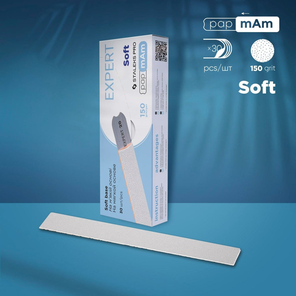 White disposable papmAm files for straight nail file (soft base) EXPERT 20 150 grit (30 pcs) - www.texasnailstore.com